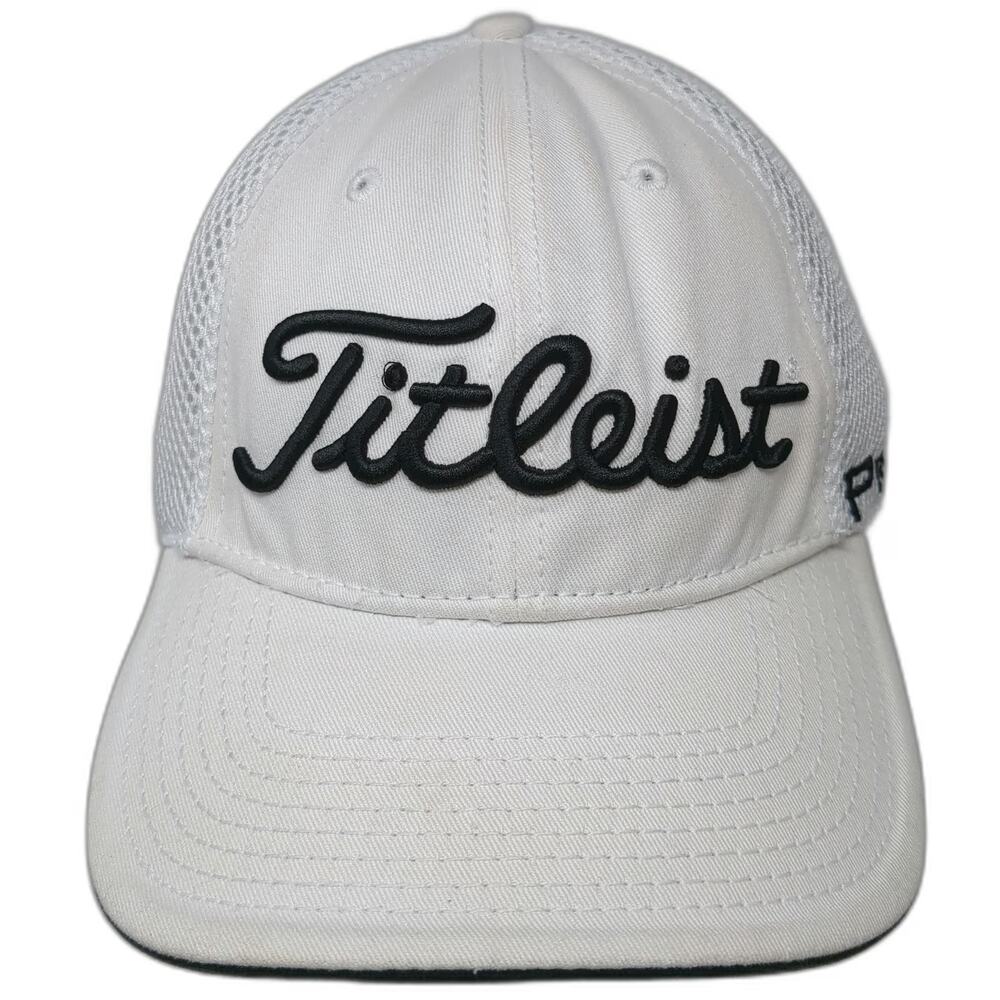 Titleist Baseball Cap White XL Pro V1 FootJoy Mesh Back Fitted Hat New Era